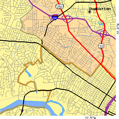 Zip code 23226 close-up map