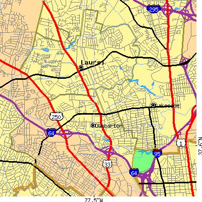 Zip code 23228 close-up map