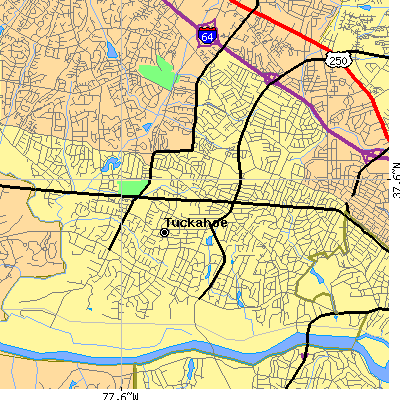 Zip code 23229 close-up map
