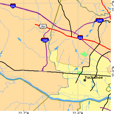 Zip code 23233 close-up map