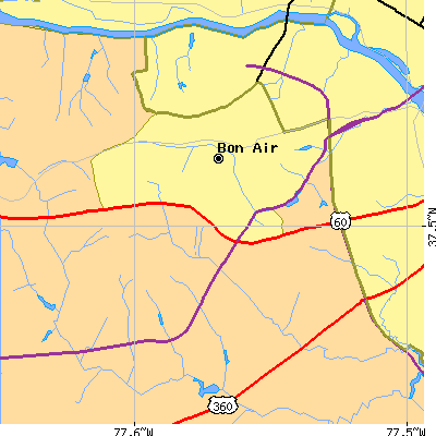 Zip code 23235 close-up map