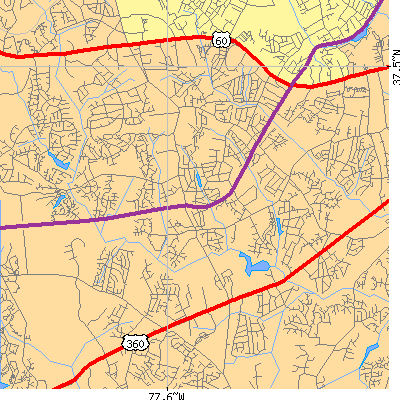 Zip code 23236 close-up map