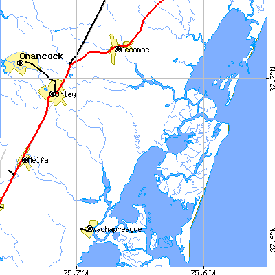 Zip code 23301 close-up map