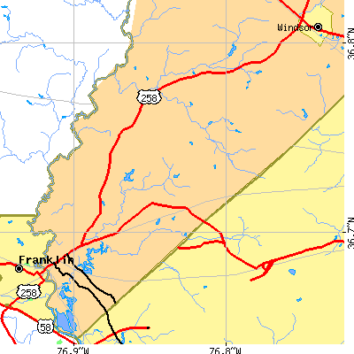 Zip code 23315 close-up map