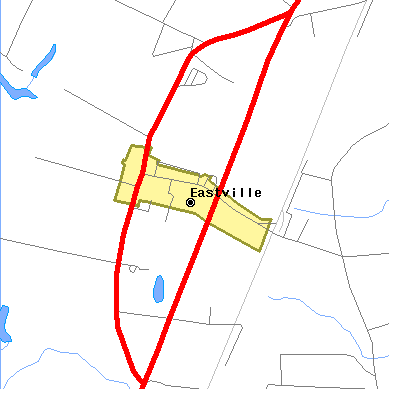 Zip code 23347 close-up map