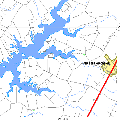Zip code 23354 close-up map
