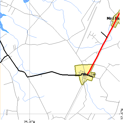 Zip code 23401 close-up map