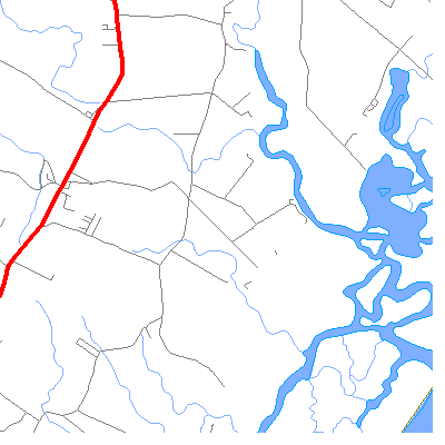 Zip code 23407 close-up map