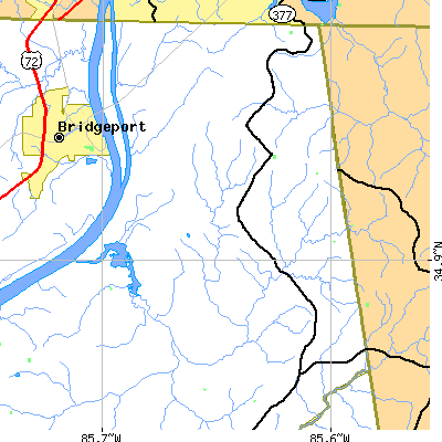 Zip code 35958 close-up map