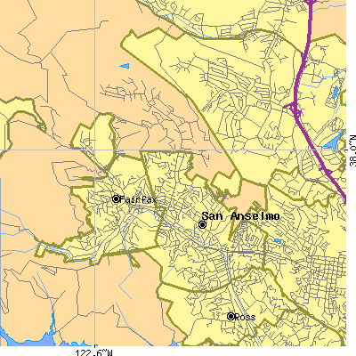 Zip code 94960 close-up map