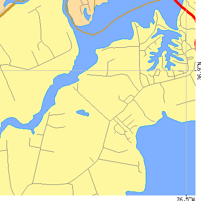 Zip code 23436 close-up map
