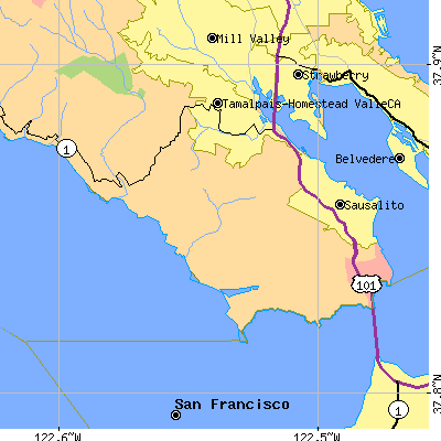Zip code 94965 close-up map