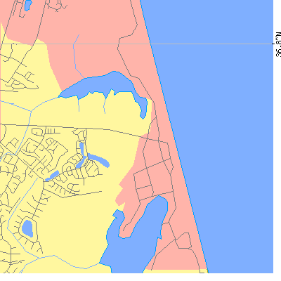 Zip code 23461 close-up map