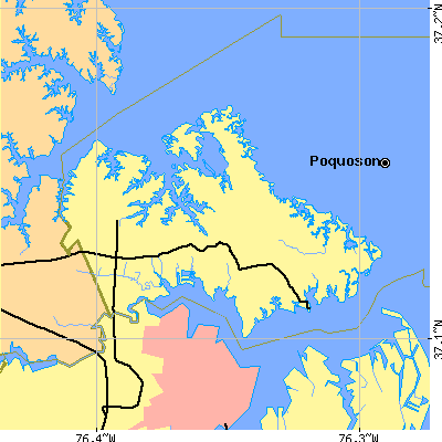 Zip code 23662 close-up map