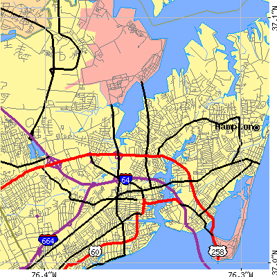 Zip code 23669 close-up map