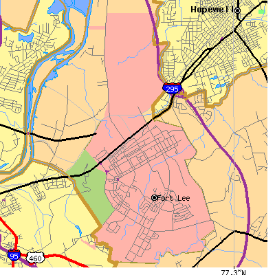 Zip code 23801 close-up map