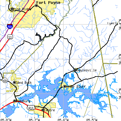 Zip code 35959 close-up map