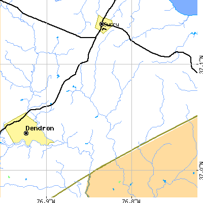 Zip code 23846 close-up map