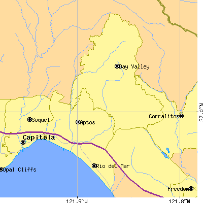 Zip code 95003 close-up map