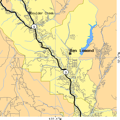 Zip code 95005 close-up map