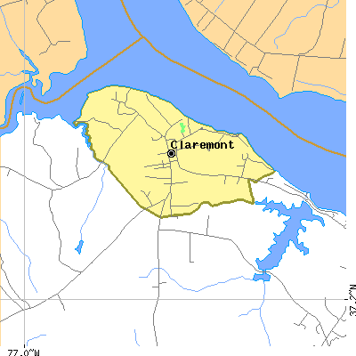 Zip code 23899 close-up map
