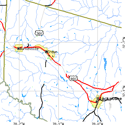 Zip code 23930 close-up map