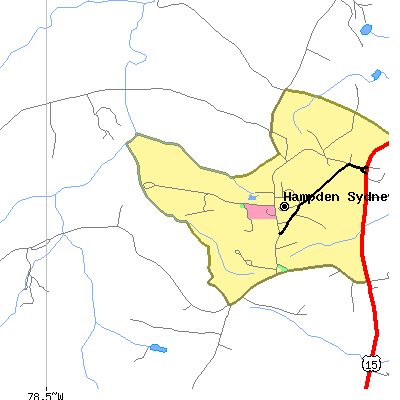 Zip code 23943 close-up map