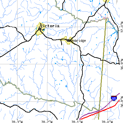 Zip code 23944 close-up map