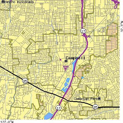 Zip code 95008 close-up map