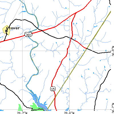 Zip code 23964 close-up map