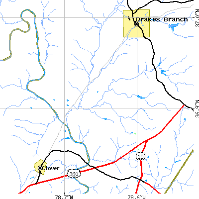 Zip code 23967 close-up map