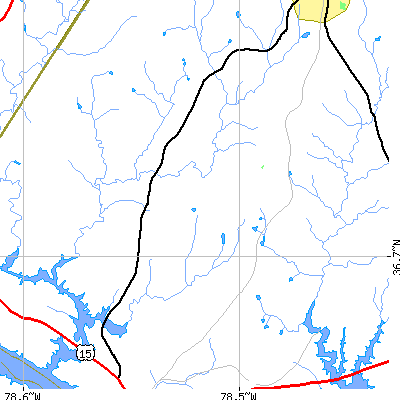 Zip code 23968 close-up map