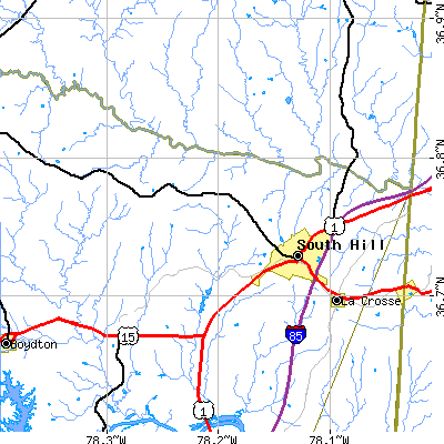 Zip code 23970 close-up map
