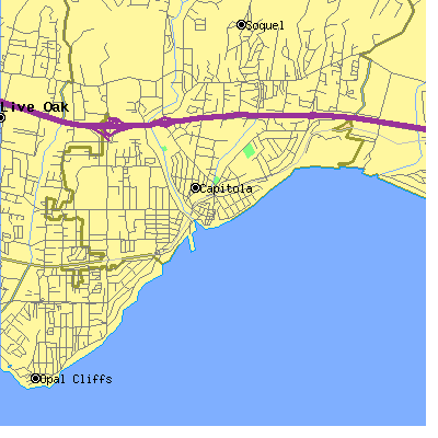 Zip code 95010 close-up map