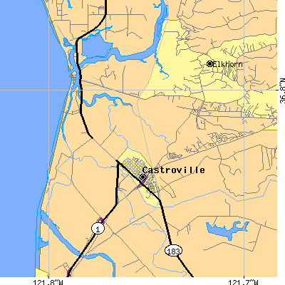 Zip code 95012 close-up map