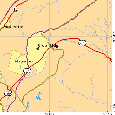 Zip code 24064 close-up map