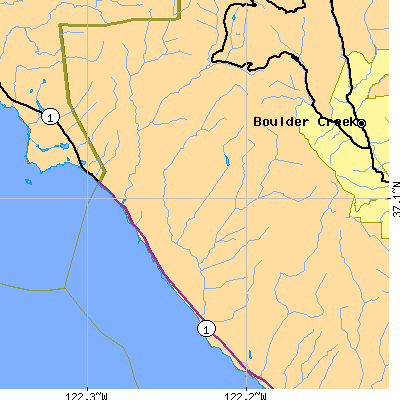 Zip code 95017 close-up map