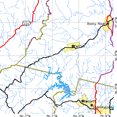 Zip code 24088 close-up map