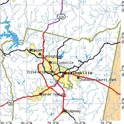 Zip code 24112 close-up map