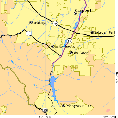 Zip code 95030 close-up map