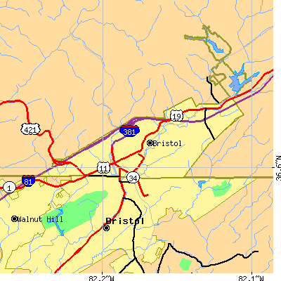 Zip code 24201 close-up map