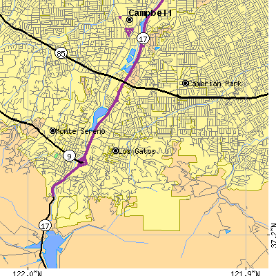 Zip code 95032 close-up map