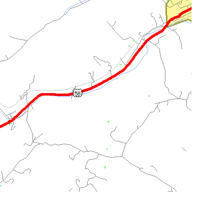 Zip code 24218 close-up map