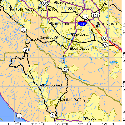 Zip code 95033 close-up map