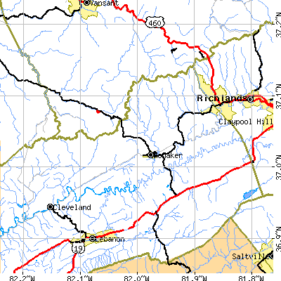 Zip code 24260 close-up map