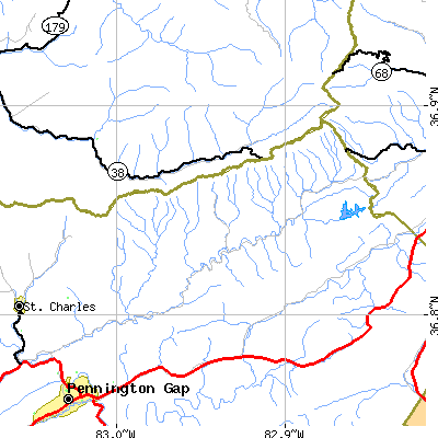 Zip code 24265 close-up map