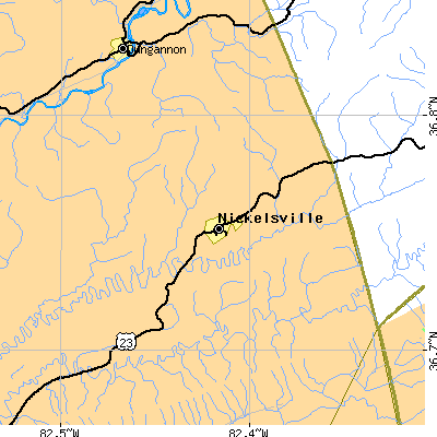 Zip code 24271 close-up map