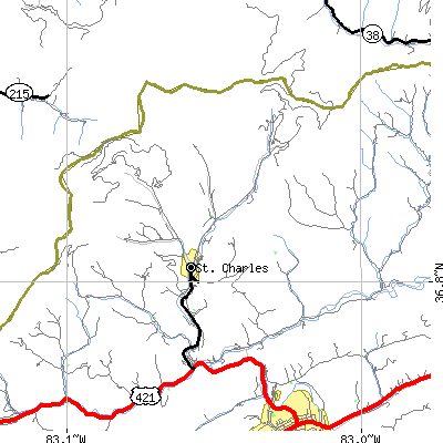 Zip code 24282 close-up map