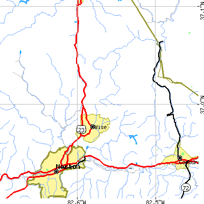 Zip code 24293 close-up map