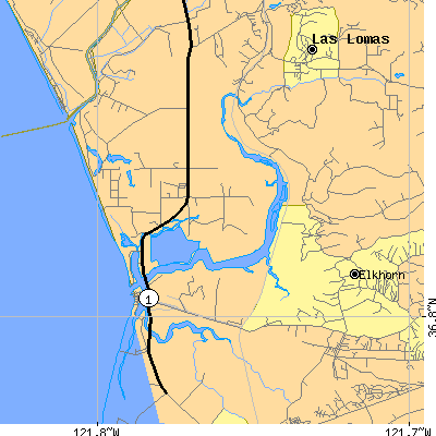 Zip code 95039 close-up map